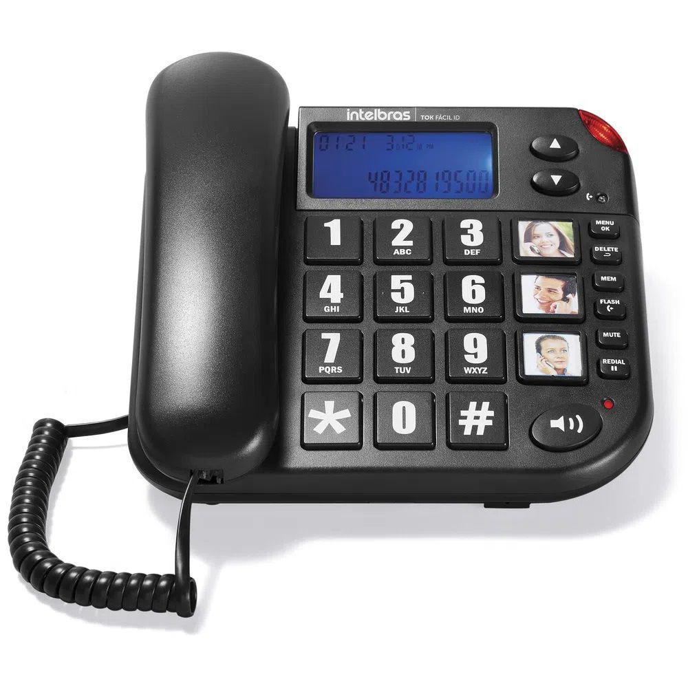 Miniatura Aparelho Telefone Fixo Com Bina Viva Voz E Teclas Grandes