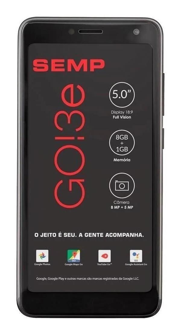 Miniatura Smartphone Semp Go 3E, 8Gb, 8Mp, Tela 5, Preto - Go3E-Ptop