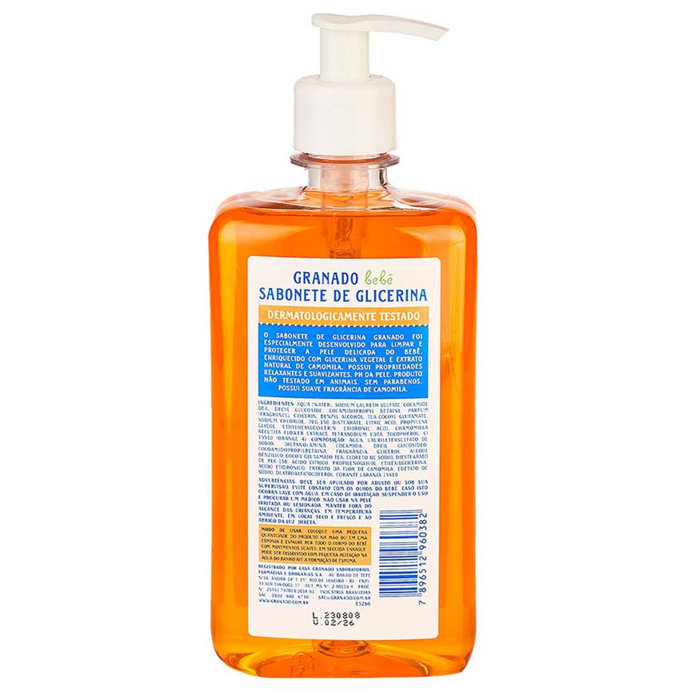Miniatura Sabonete Líquido Infantil Granado Bebê - Camomila 500ml