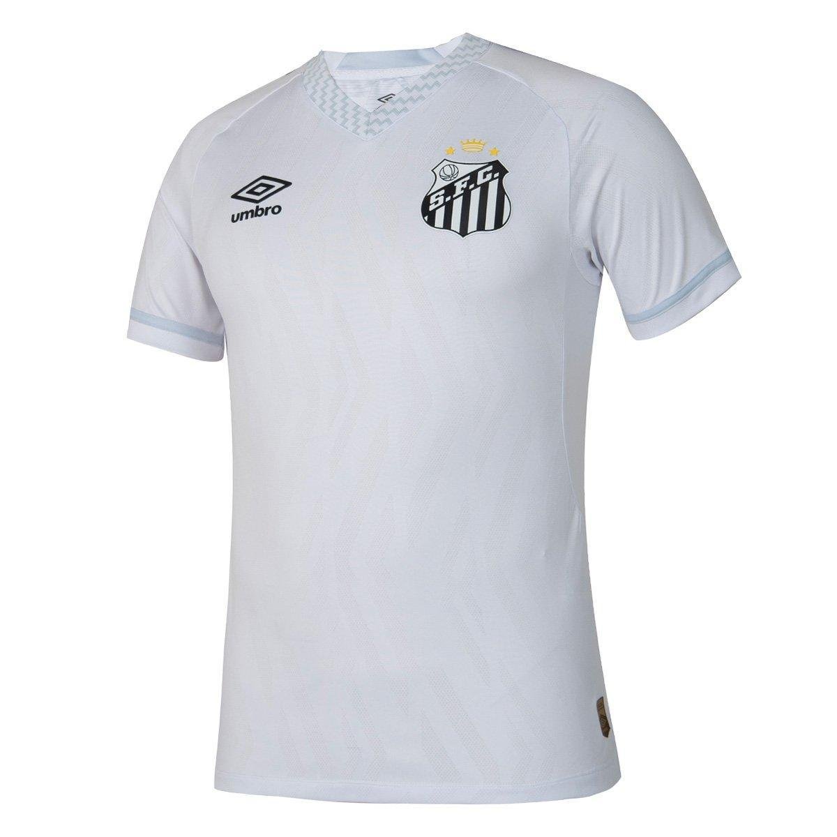 Miniatura Camisa Santos I 25/26 Neymar N° 10 Jogador Umbro Masculina Branco+Cinza - EGG