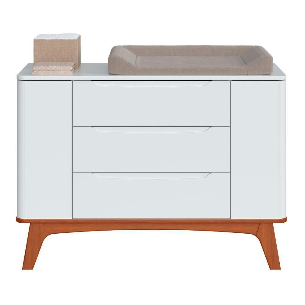 Miniatura Cômoda Infantil Canto Redondo 3 Gavetas E 2 Portas Sambalelê Branco