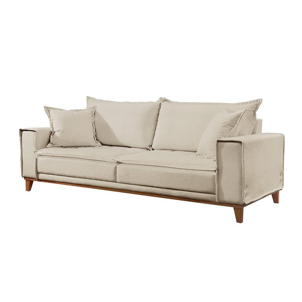 Miniatura Sofá Fixo Aquiles 2 Lugares Luxo 1,60m Castellar Móbile Linho Bege Claro