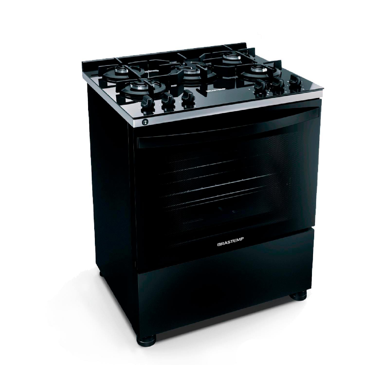 Miniatura Fogão Brastemp 5 Bocas Preto com Turbo Chama com Mesa de Vidro - BFS5VCE Bivolt