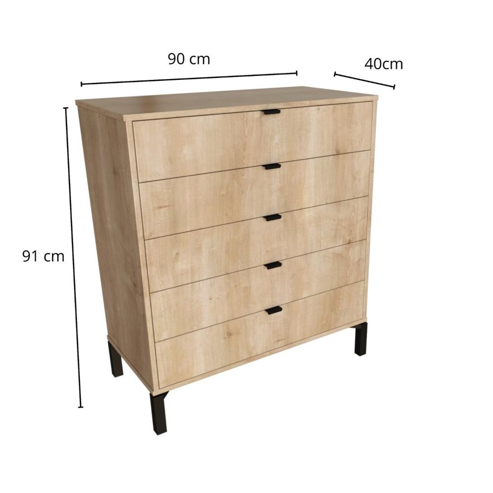 Miniatura Cômoda Falkk Queens 5 Gavetas Amadeirado