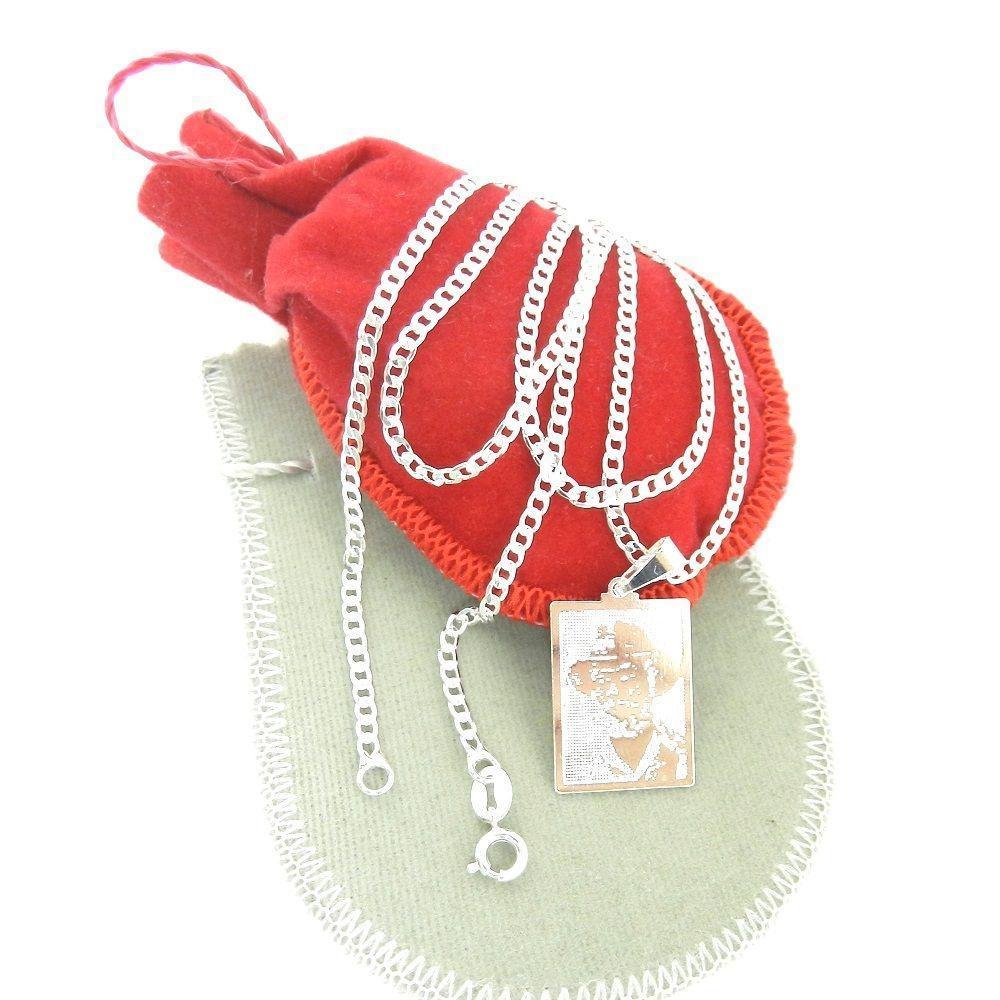 Miniatura Corrente Masculina 60Cm 3Mm Placa Folheada Prata Cr294