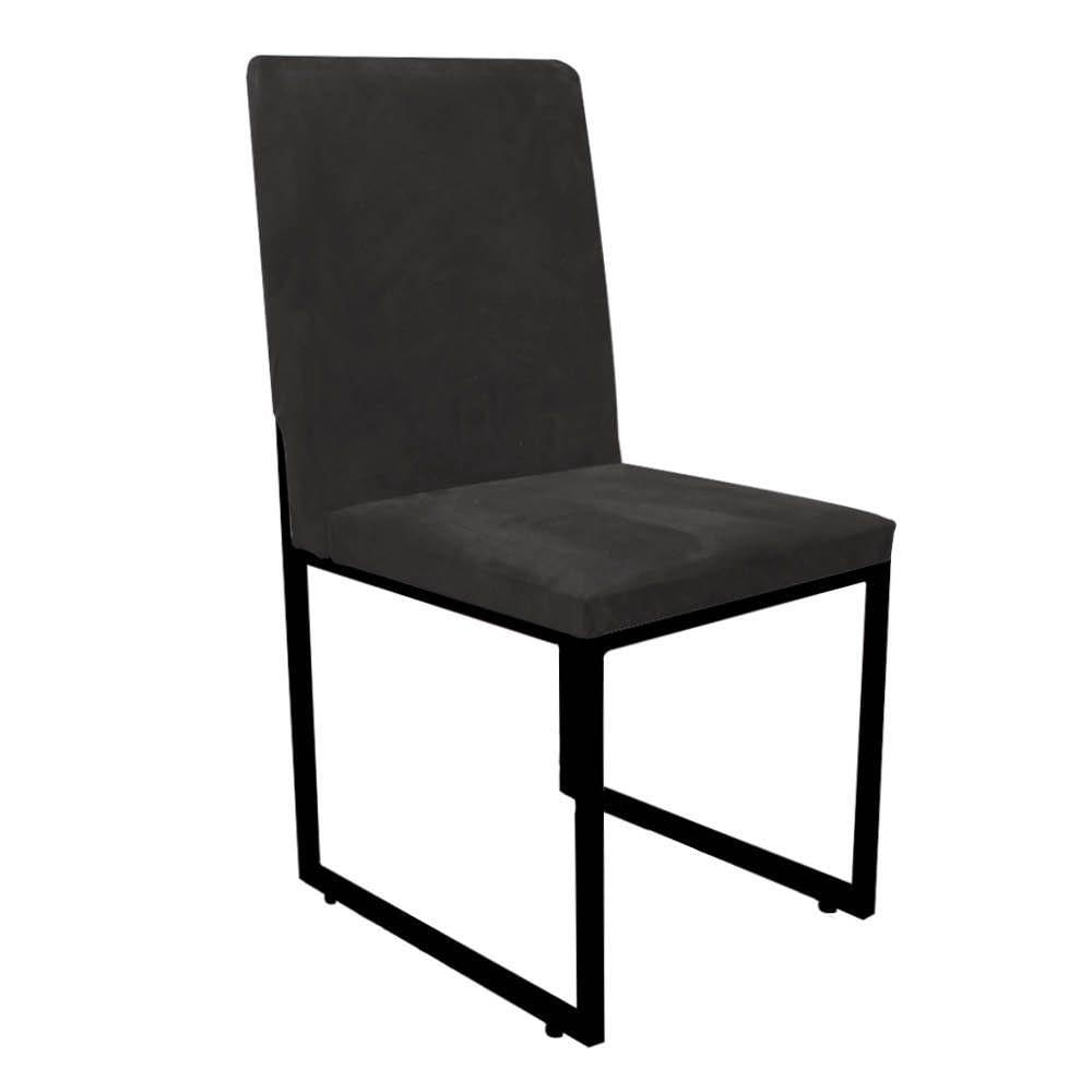 Miniatura Kit 03 Cadeira De Jantar Office Sttan Sala Ferro Preto Corino Preto - Ahazzo Móveis