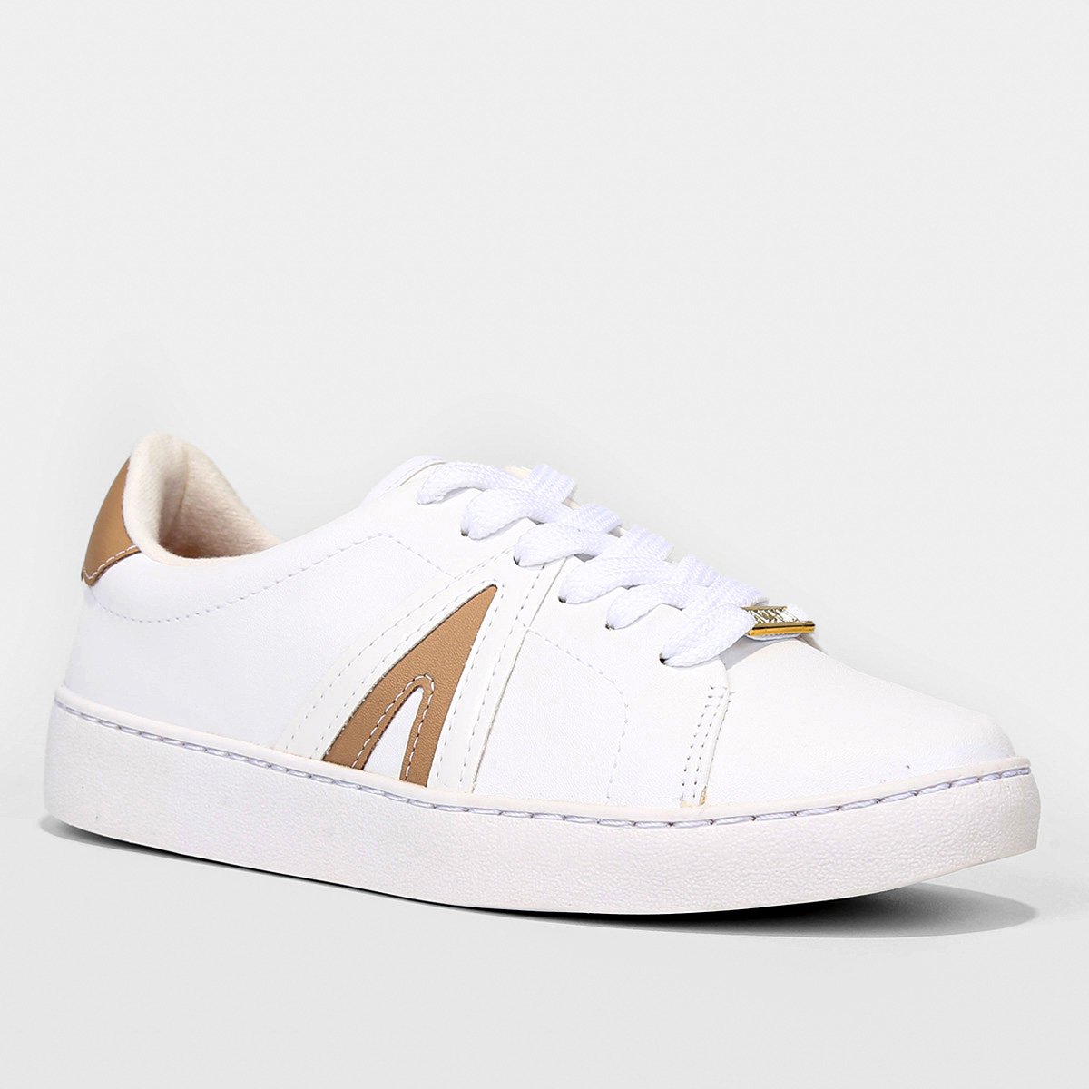 Miniatura Tênis Vizzano Casual Cano Baixo Feminino Branco+Bege - 33