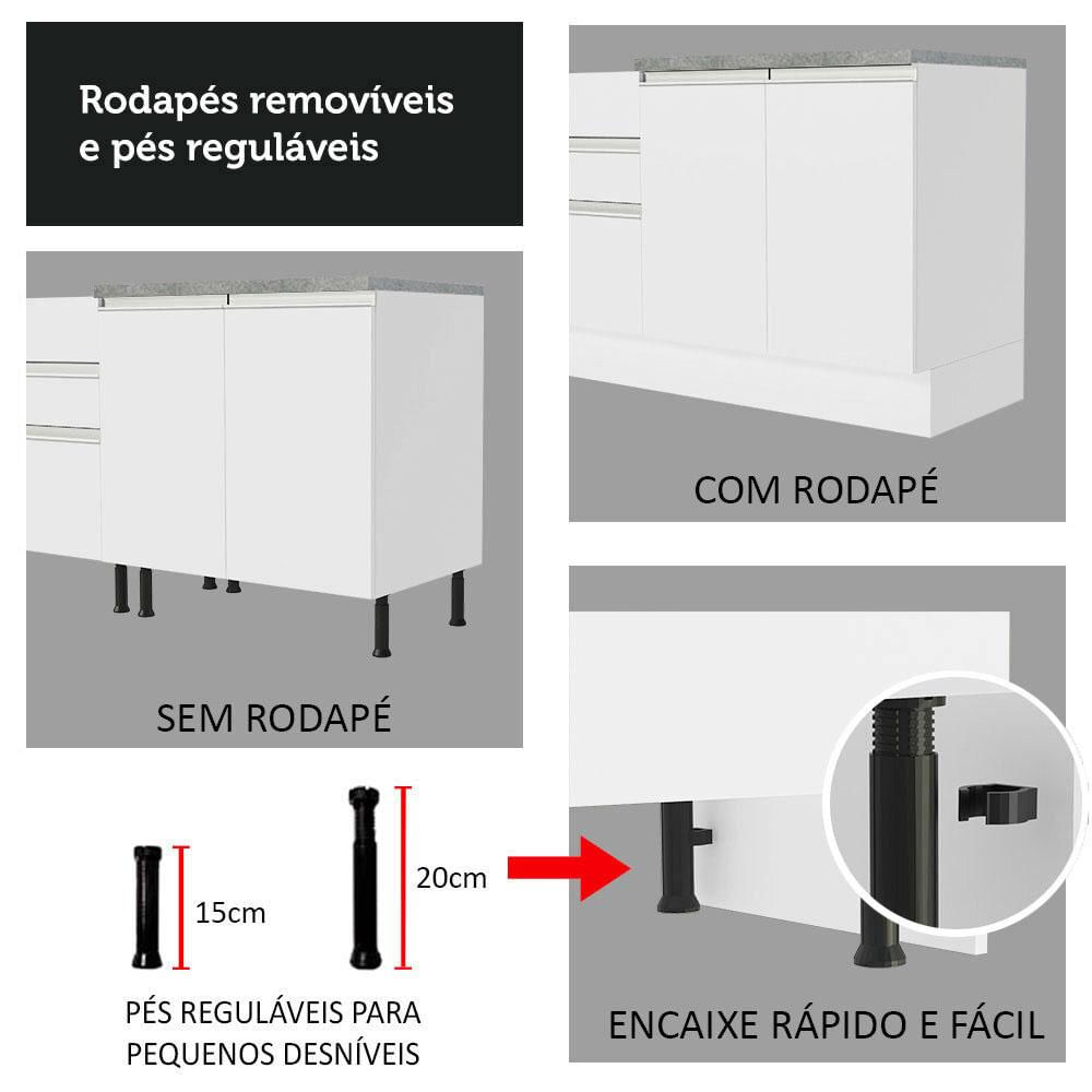 Armário Gabinete para Banheiro 120cm 2 Portas 3 Gavetas Branco Madesa Branco