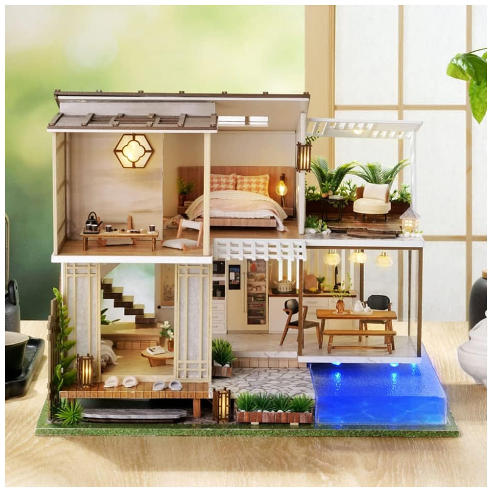 Miniatura Casa em Miniatura Realista com Móveis de Madeira para Adultos e Adolescentes, Escala 124, SPILAY