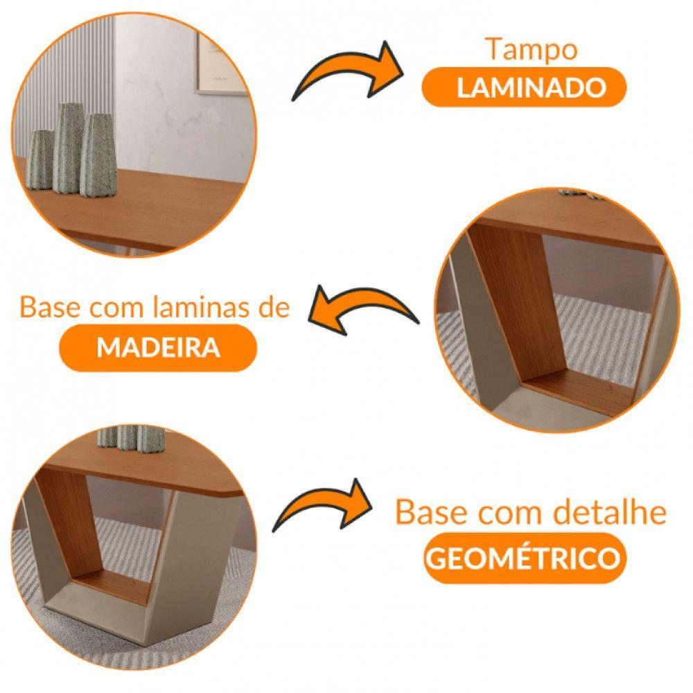 Miniatura Mesa Para Sala De Jantar Rubi 220cm Moderna Mobília Champanhe Com Off White-cinamomo Imbuia