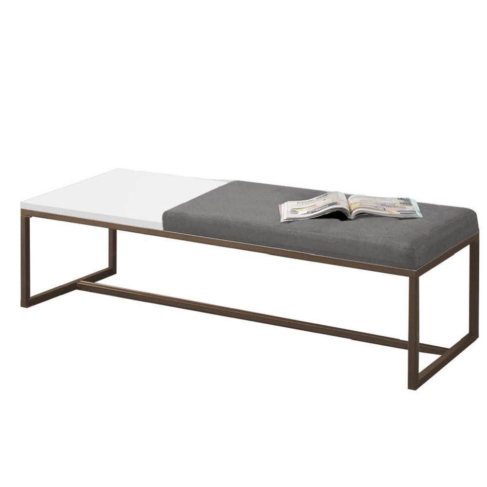 Miniatura Calçadeira Recamier Londres 195cm Marrom Suede Cinza Mdf Branco - Ahazzo Móveis