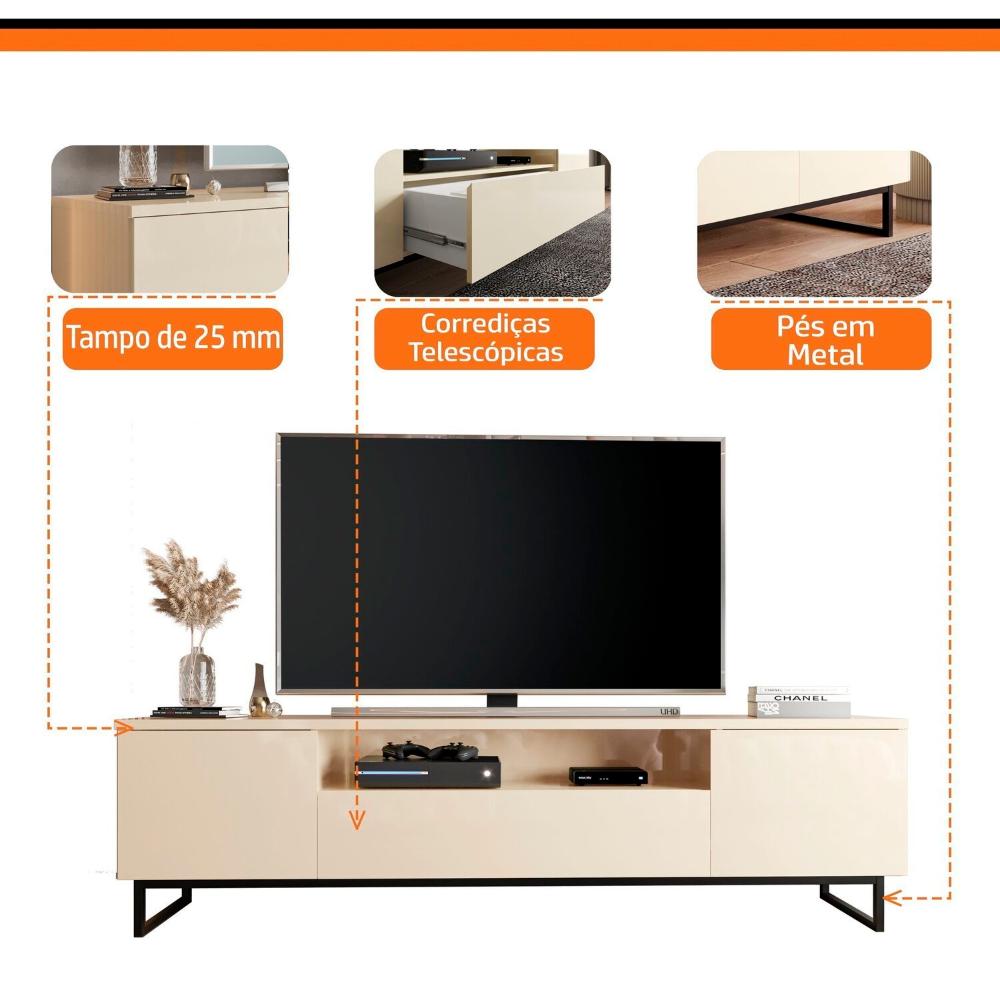 Rack para Sala de Estar Austin para Tv até 75 P Off White