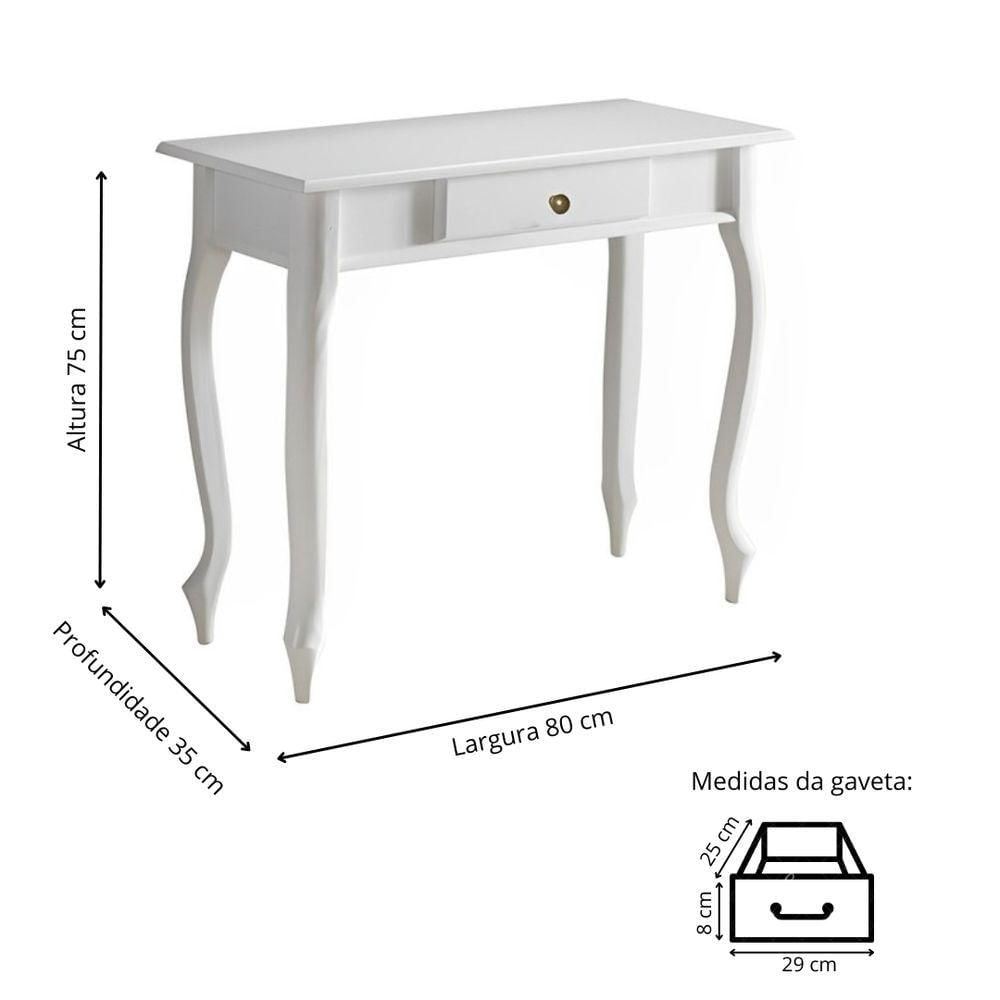 Miniatura Aparador De Sala Rústico Madeira 1 Gavetas Pés Luiz Xv - Branca Laca