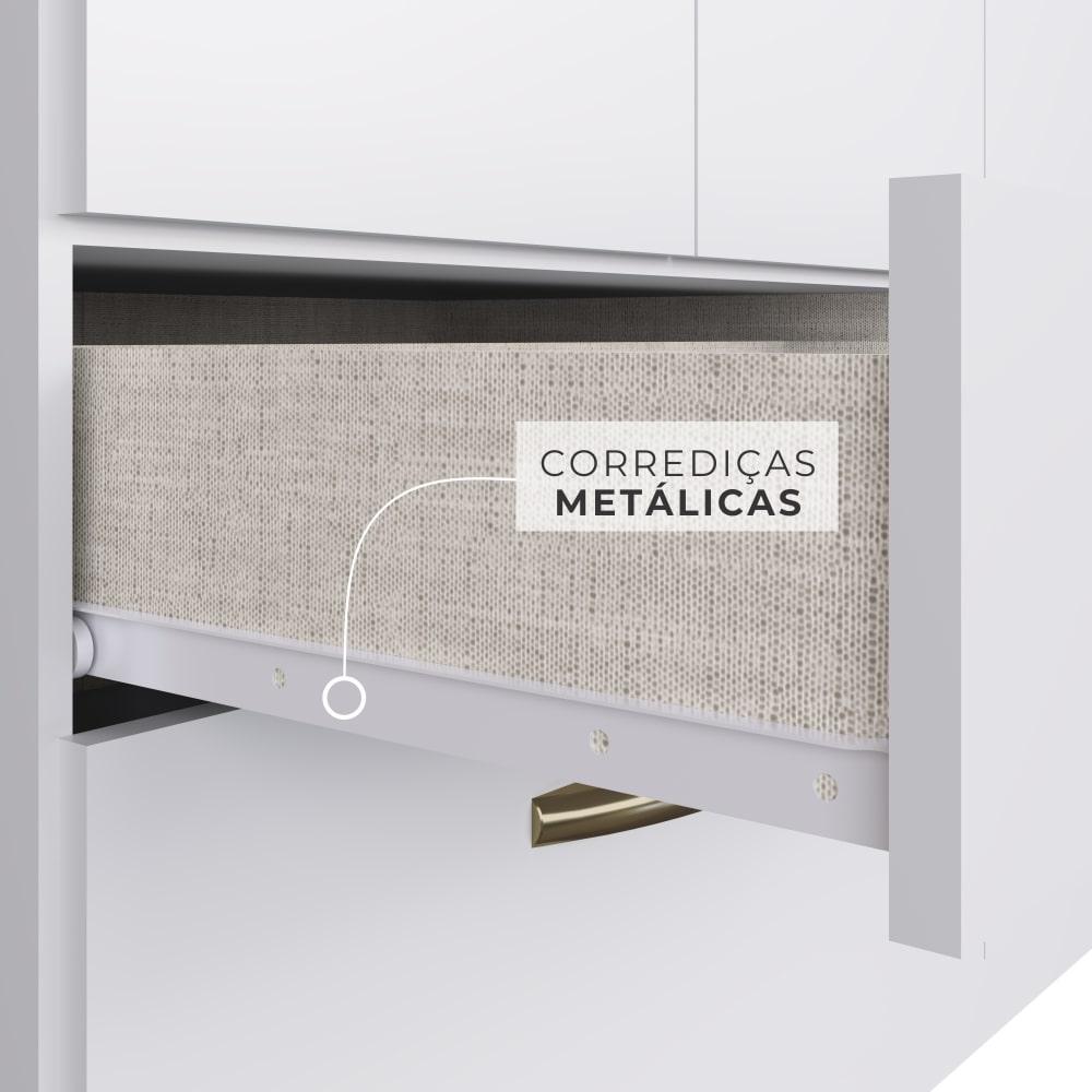 Miniatura Cômoda Édez Lupus, 4 Gavetas, Nogueira e Off White