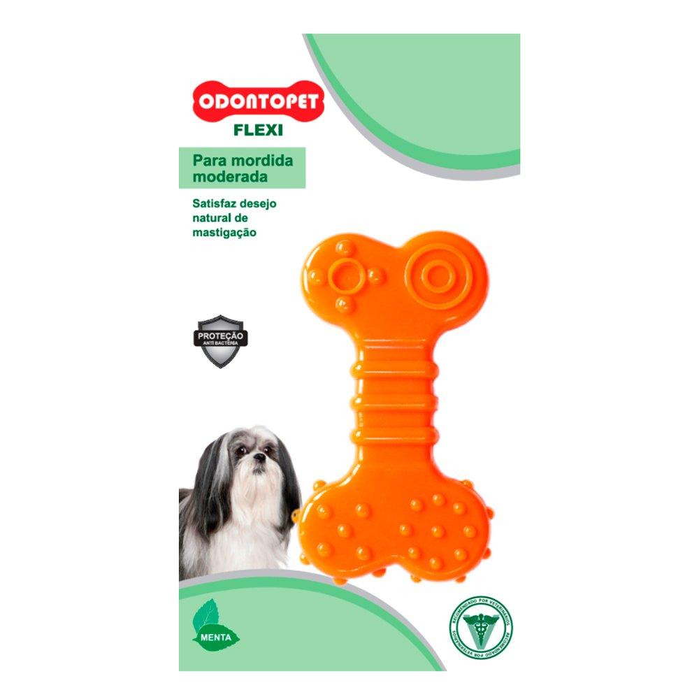 Miniatura Brinquedo Odontopet Osso Flexi Flat Laranja para Cães - Tam. P