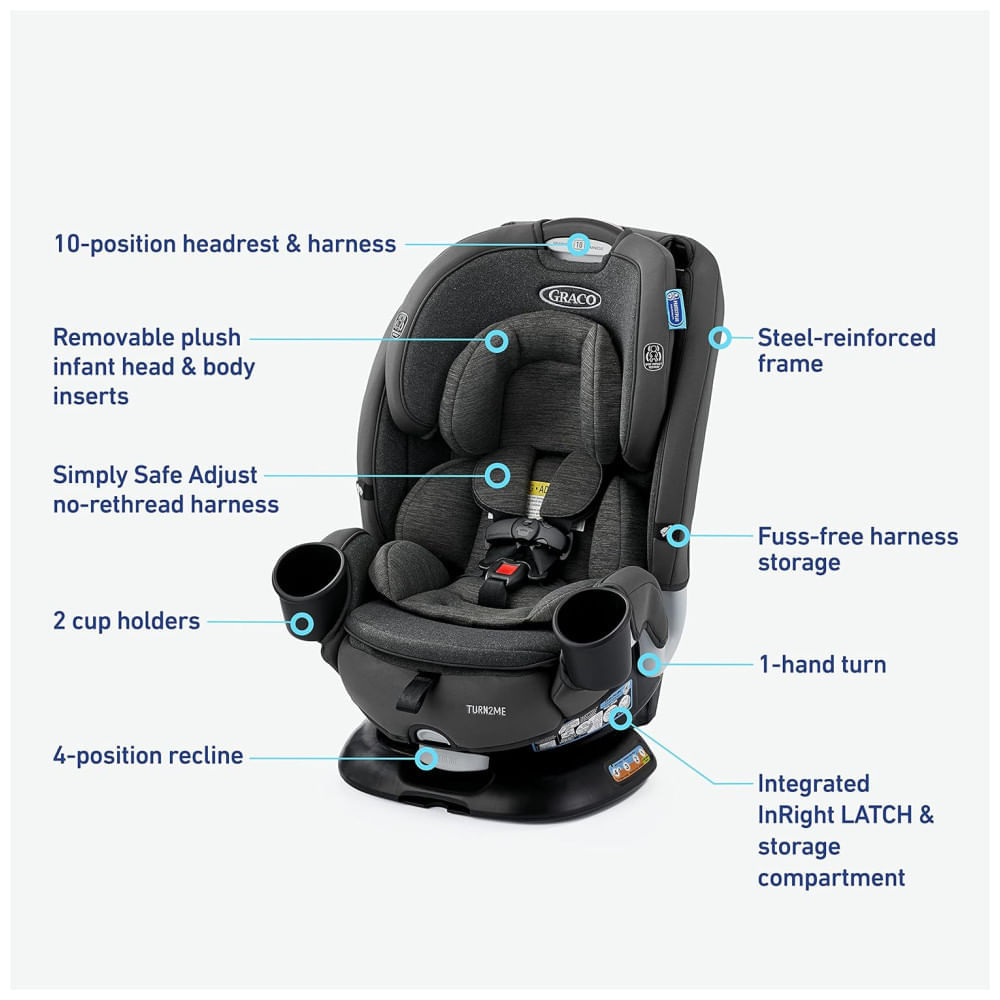Miniatura Cadeira de Bebe para Carro 3 em 1 com Rotação de 360°, Reforço de Encosto Alto, para Recém-Nascidos e Crianças de Até 45kg, ...
