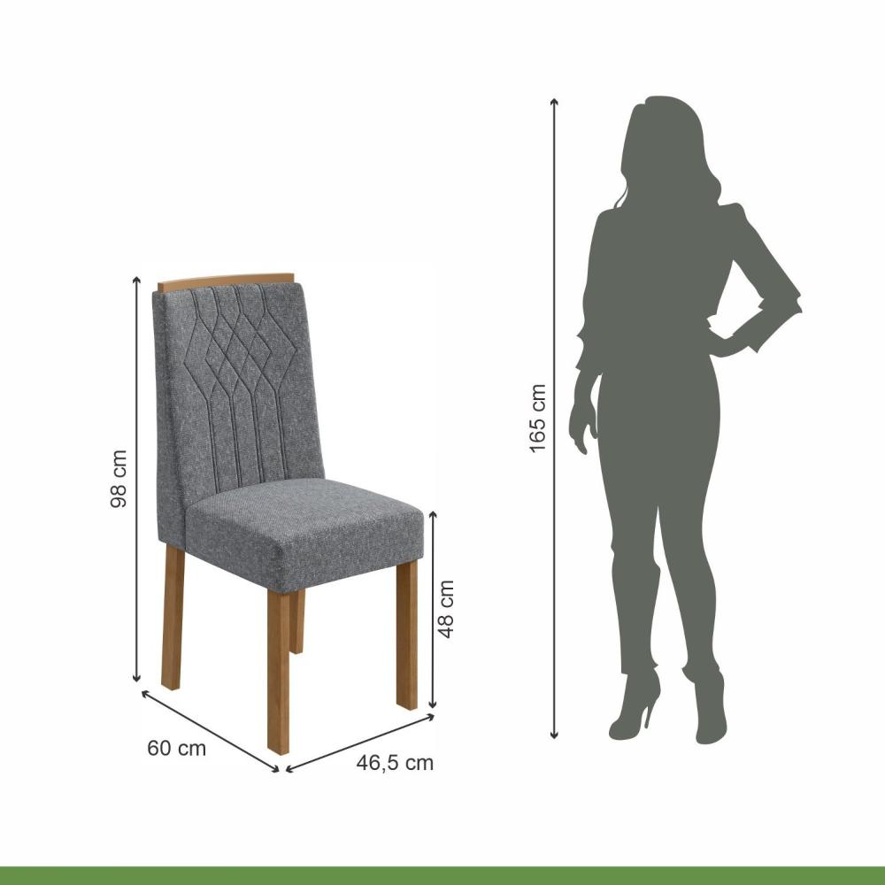 Conjunto 2 Cadeiras Exclusive Móveis Lopas Amêndoa Clean/Cinza
