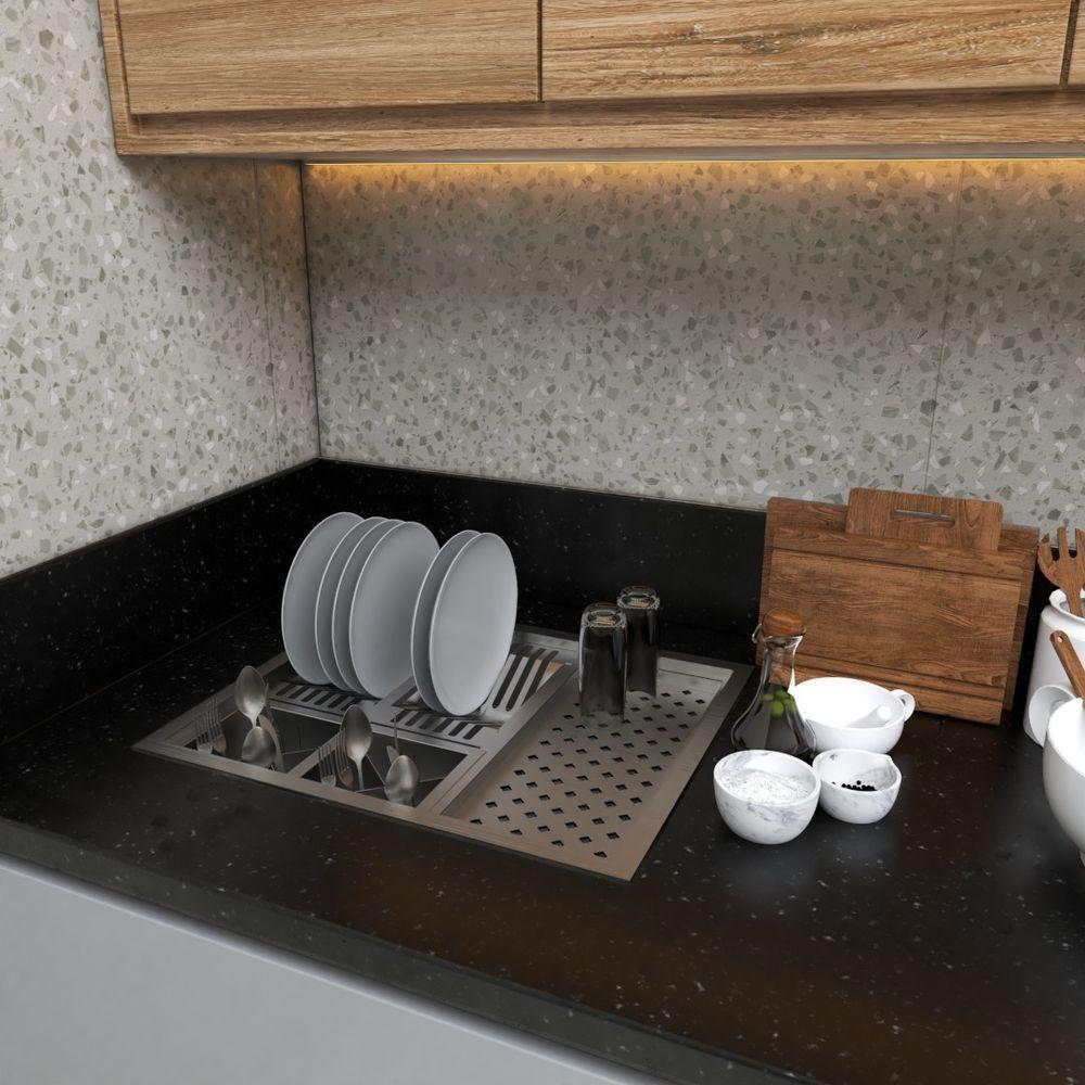 Miniatura Calha P/ Cozinha Úmida Lateral Escorredor Embutido