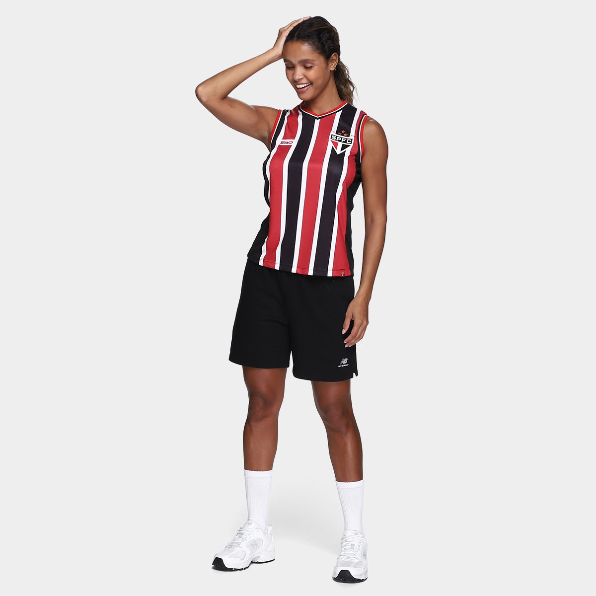 Miniatura Regata São Paulo II Feminina Vermelho+Branco - G