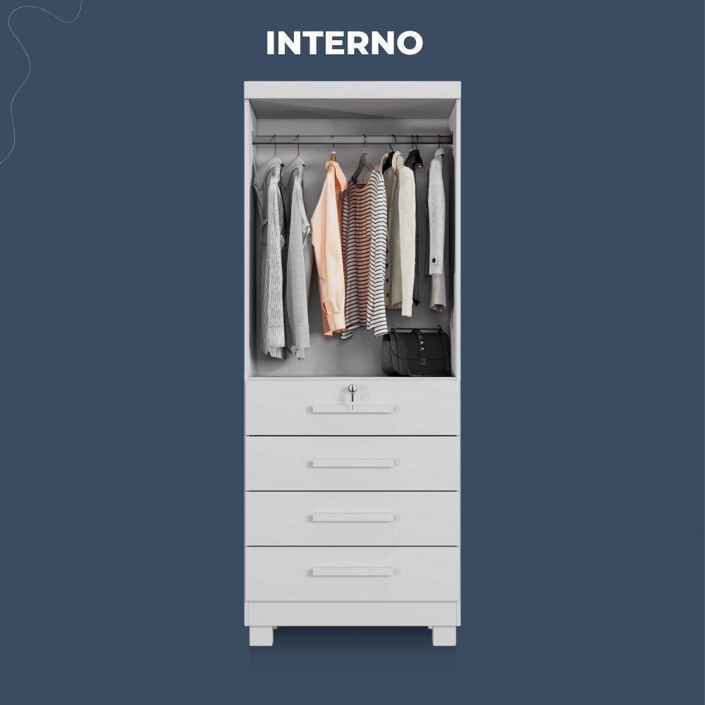 Guarda Roupa New Maia 2 Portas 4 Gavetas Com Chave Benetil Móveis Branco