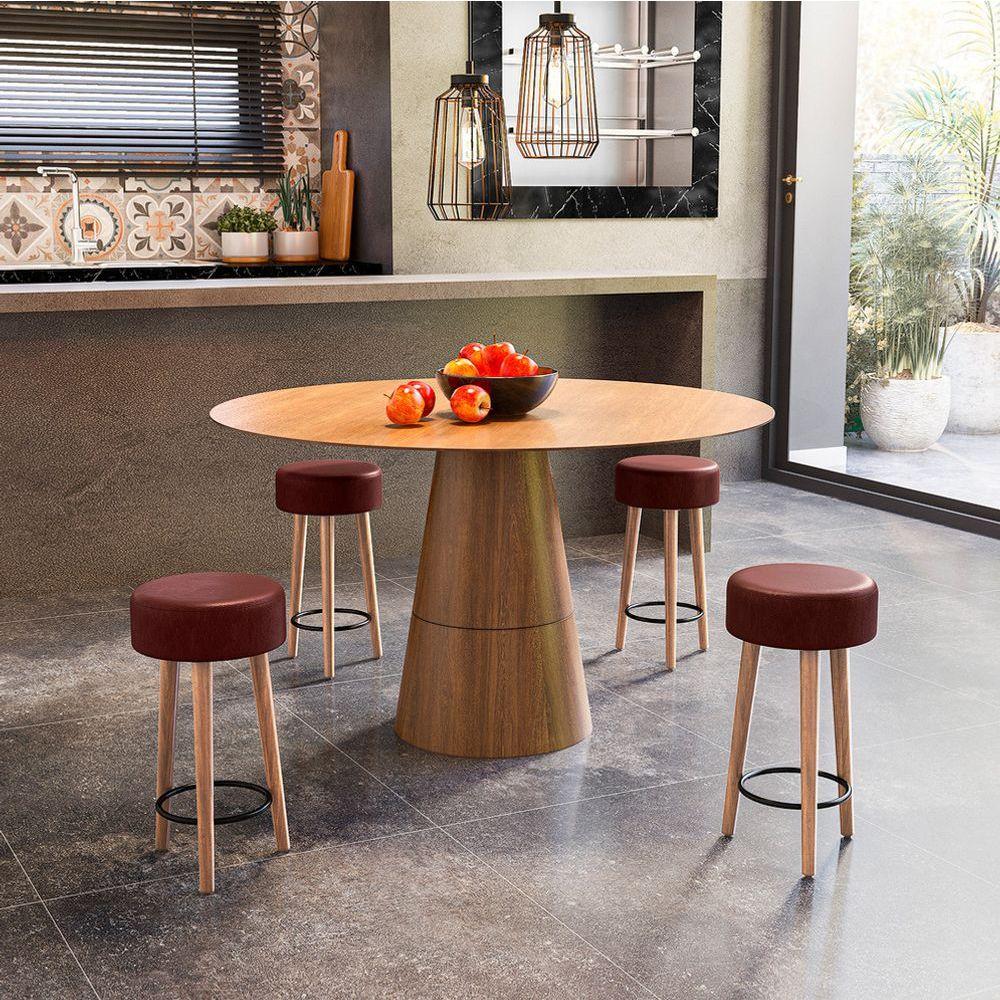 Miniatura Kit 4 Bancos Banquetas Baixas Tokyo 50Cm Telha - Adz