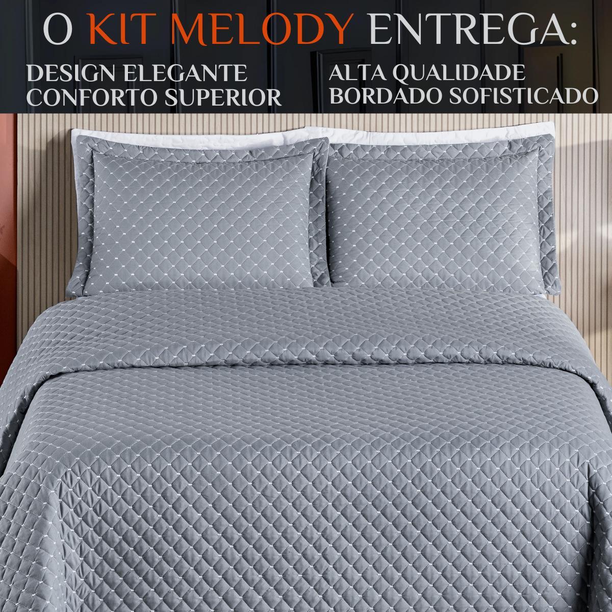 Miniatura Conjunto Cama King Size Colcha Melody 200 Fios Bordada