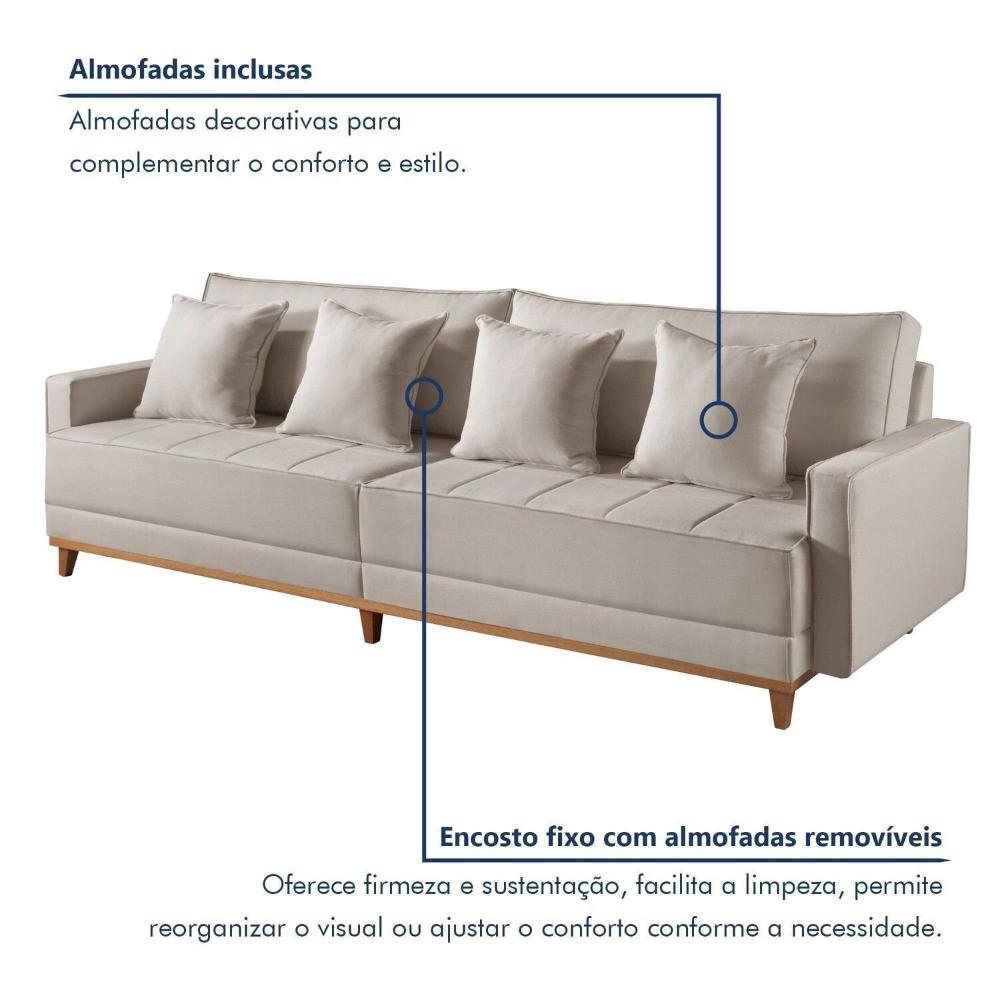 Miniatura Sofá 3 Lugares 4 Almofadas 95x240x86 Cm Bege