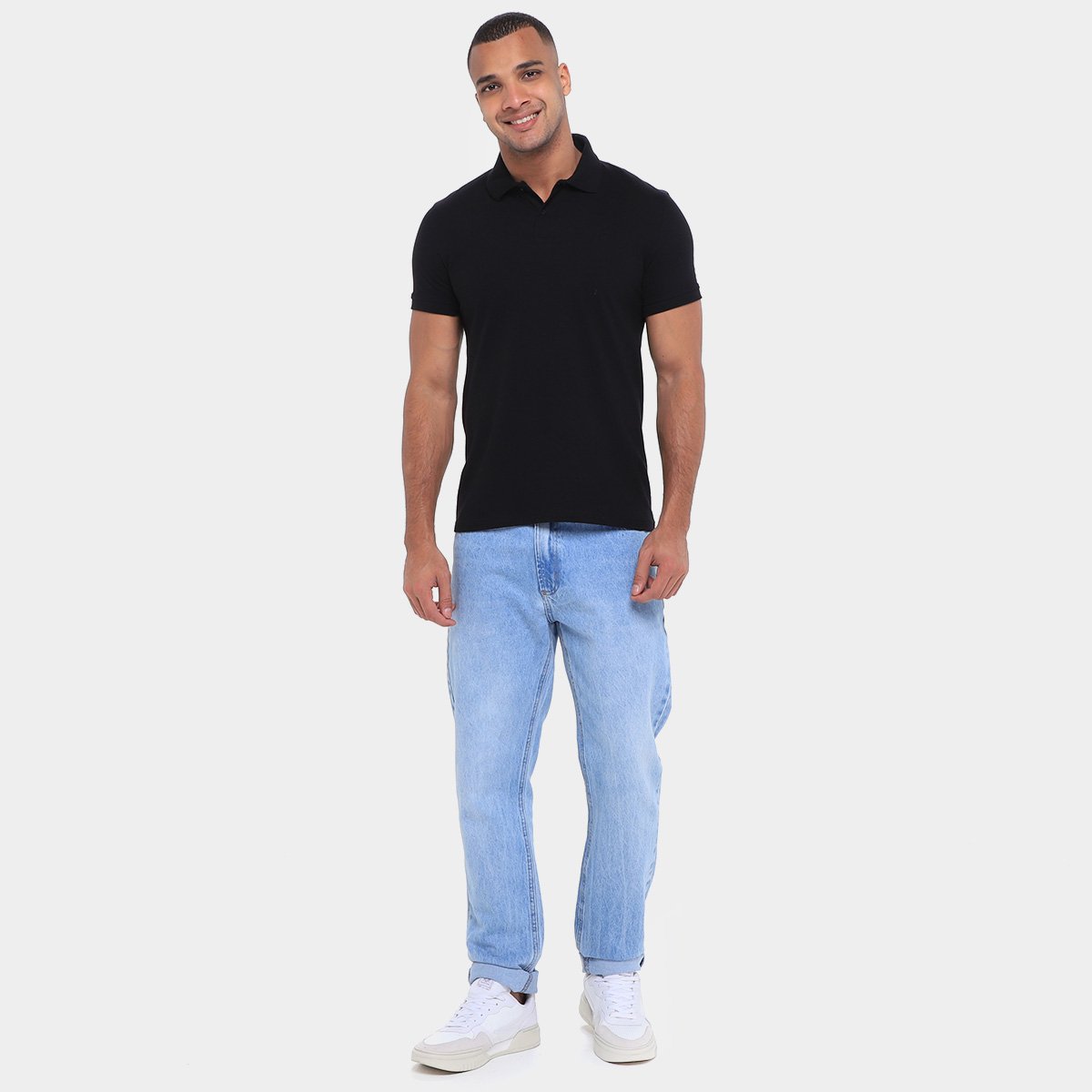 Kit Camisa Polo Hering C/ 2 Peças Masculina Preto+Branco - GG