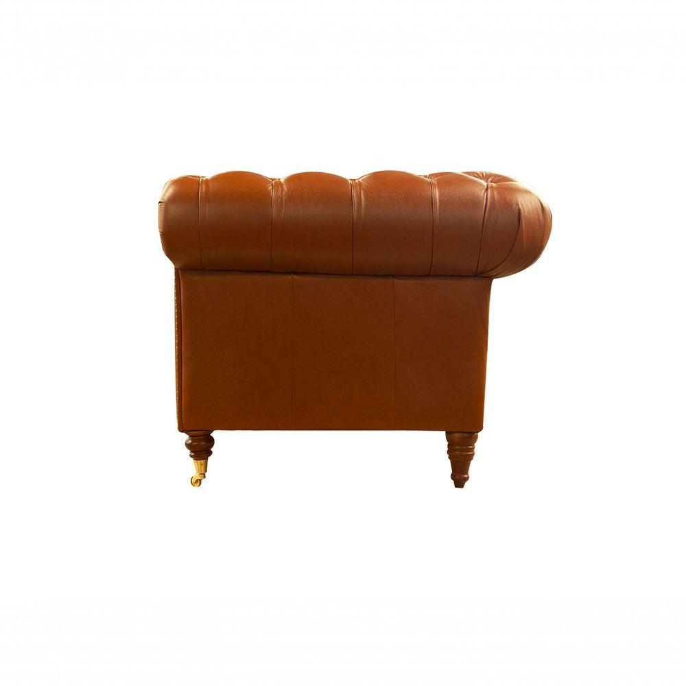 Miniatura Poltrona Chester Duo De Couro Conhaque Com Brilho - Mempra Design
