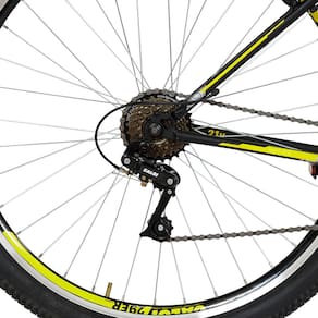 Miniatura Bicicleta Aro 29 Caloi Velox com 21 Marchas, Quadro 17" e Freio V-Break - Preto Fosco/Amarelo