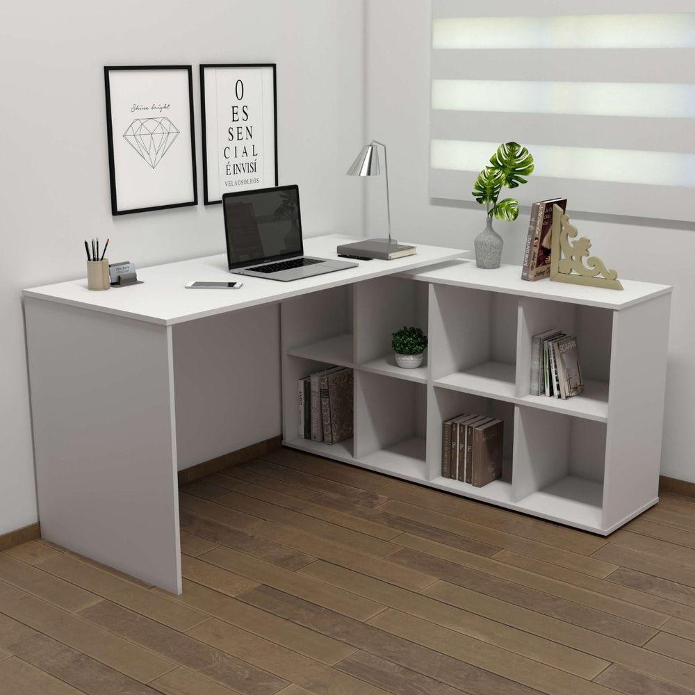 Miniatura Escrivaninha Em L Mesa Office 8 Nichos Nero Ii Branco
