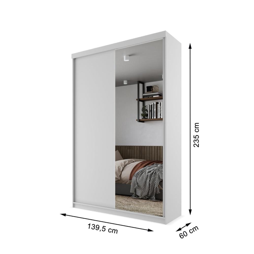Miniatura Guarda-roupa Solteiro 100% Mdf Bp com 2 Portas e 1 Espelho Geneve Branco