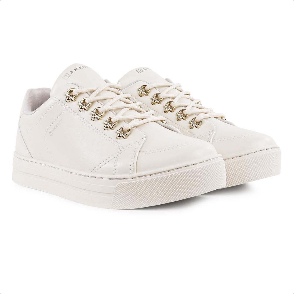 Miniatura Tenis Ramarim Casual Cadarço Feminino Bege / Dourado - 34