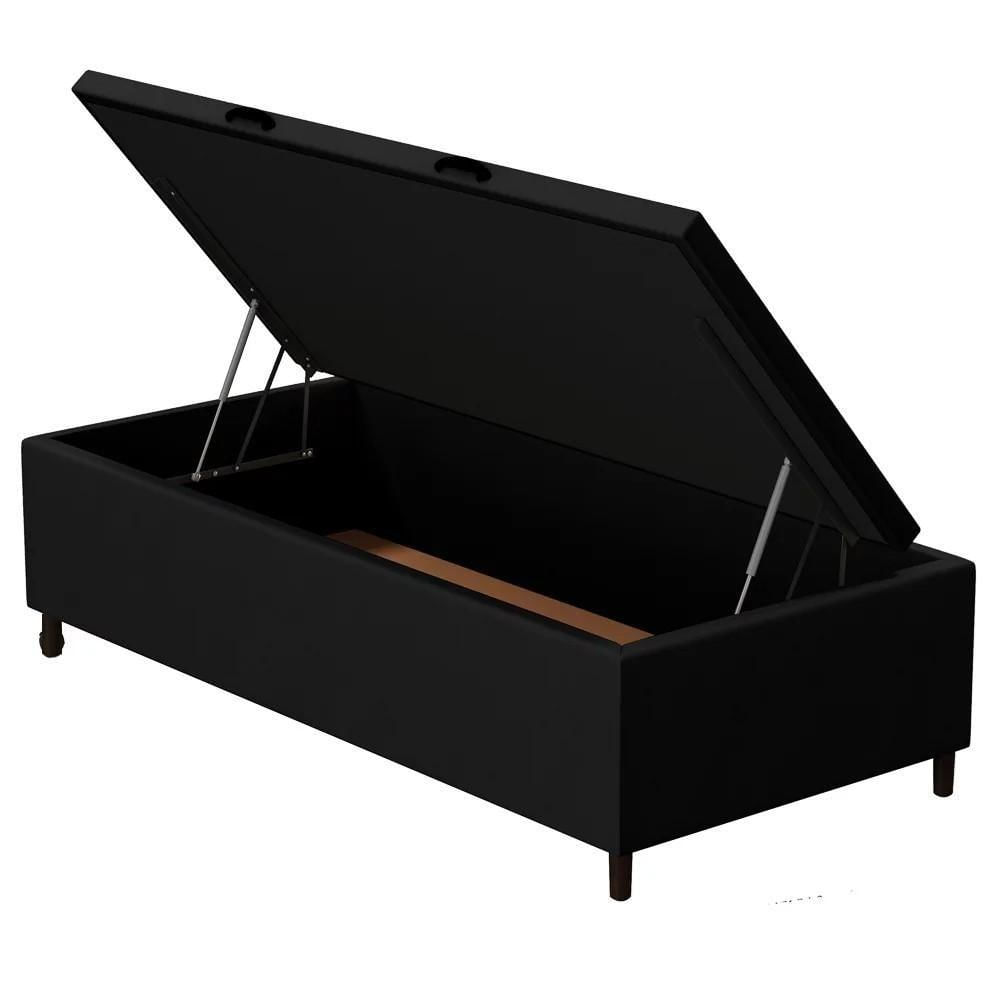 Miniatura Base Para Cama Box Baú Solteiro 88x188cm Hit I02 Suede Preto - Mpozenato