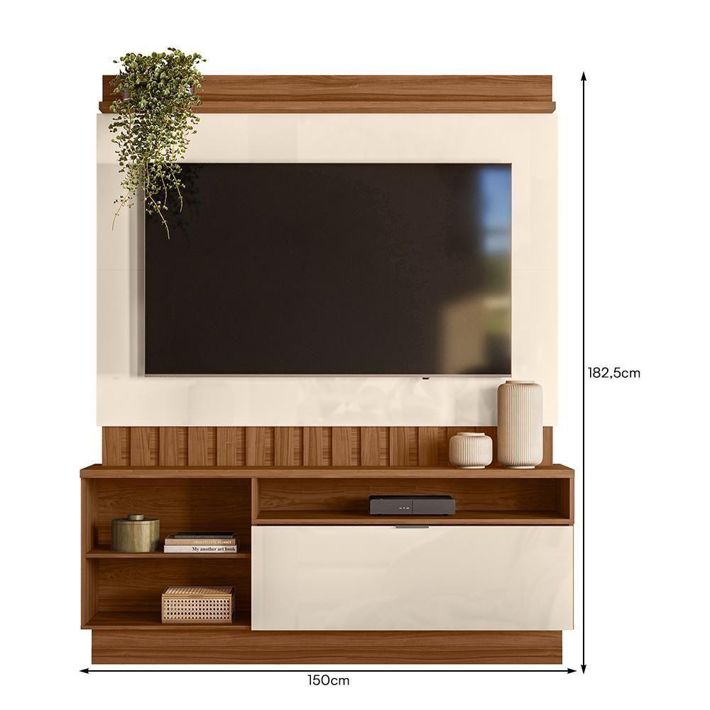 Miniatura Estante Home Diamantina 150cm Amêndoa-off White Para Tv Até 60? - Mobler Amêndoa-off White