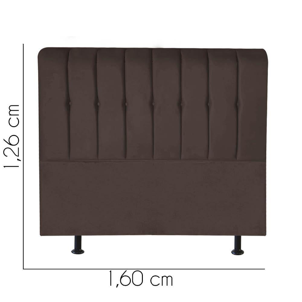 Miniatura Cabeceira Estofada Kiara 160Cm Queen Size Para Cama Box Quarto Tecido Sintético Marrom