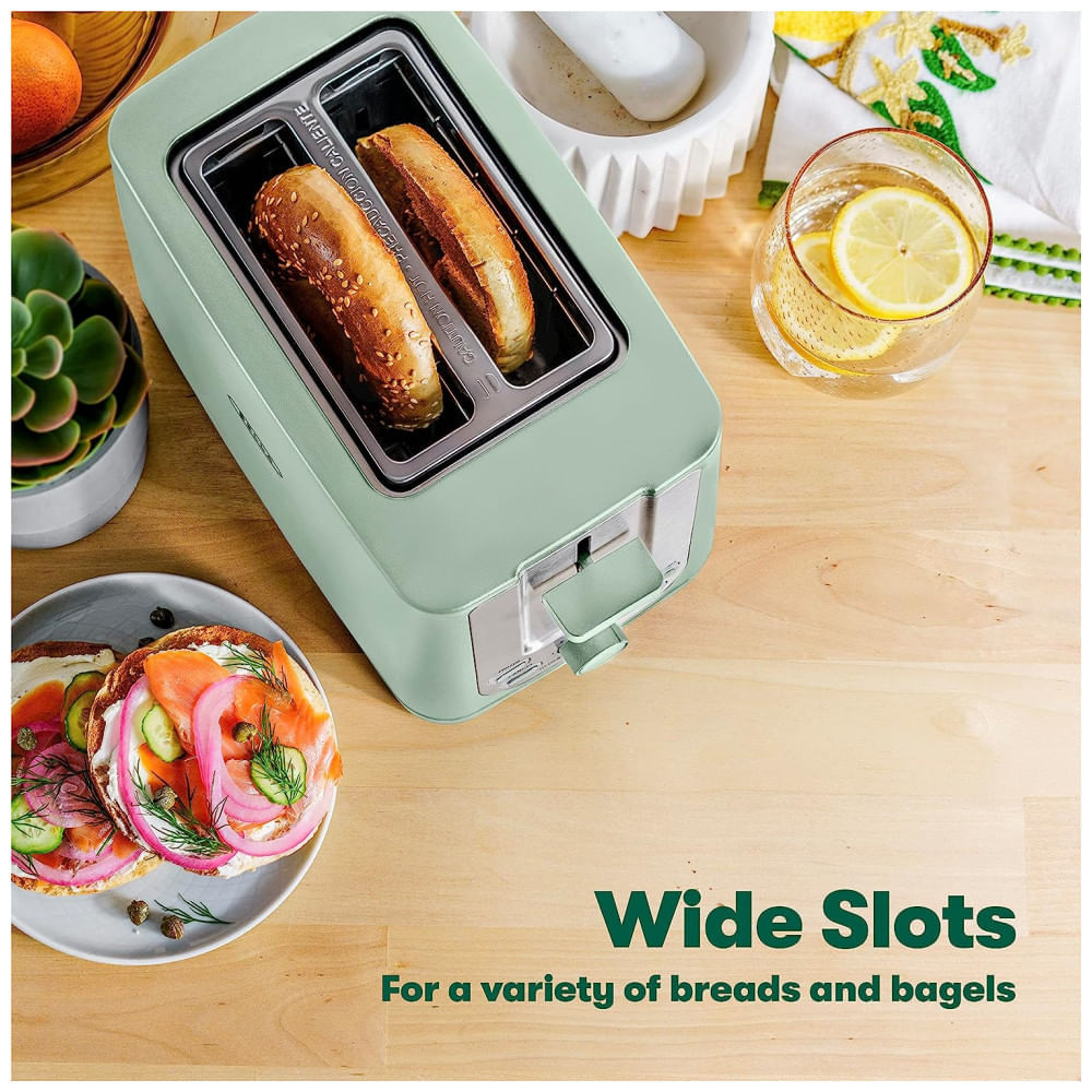 Miniatura Torradeira Elétrica 2 Fatias com Desligamento Automático, 900W 240W, BELLA , Verde Sálvia