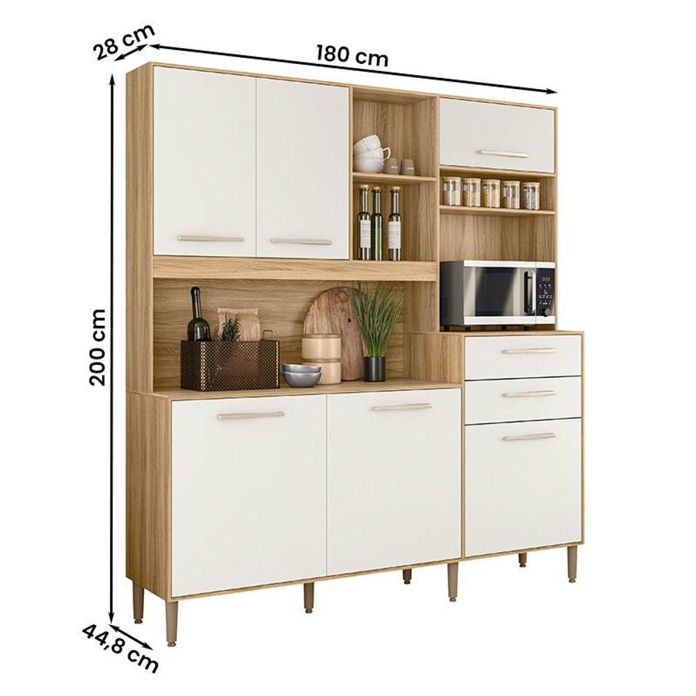 Miniatura Armario Cozinha 6 Portas E 2 Gavetas Salsa Freijo/off White Cristal Freijo/off White Cristal