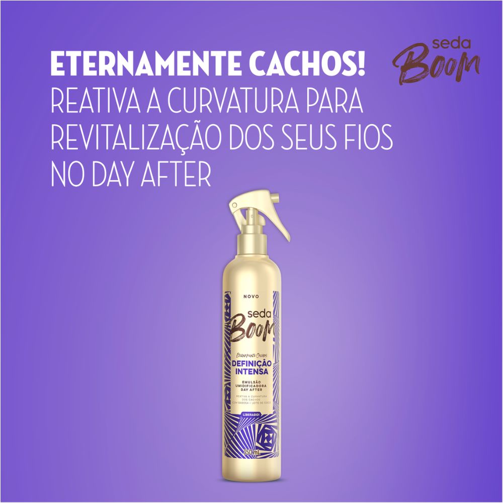 Miniatura Emulsão Umidificadora Day After Seda Boom Definição Intensa Frasco Borrifador 350ml