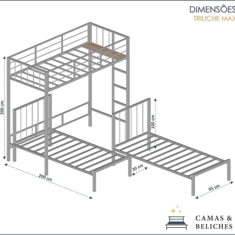 Miniatura Treliche Solteiro em Ferro Max Preto