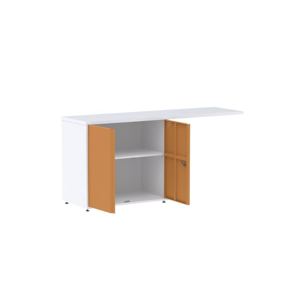 Miniatura Armário Baixo com Conexão Tampo 156cm Branco/Laranja Picasso