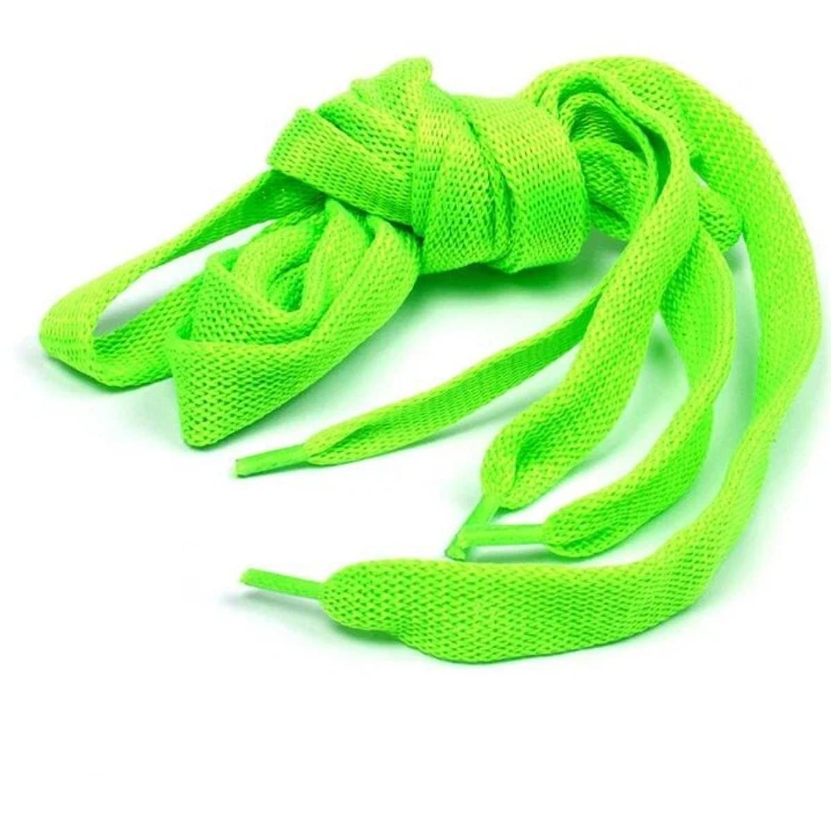 Miniatura Par De Cadarço Verde Limão Neon Chato Tradicional 120Cm