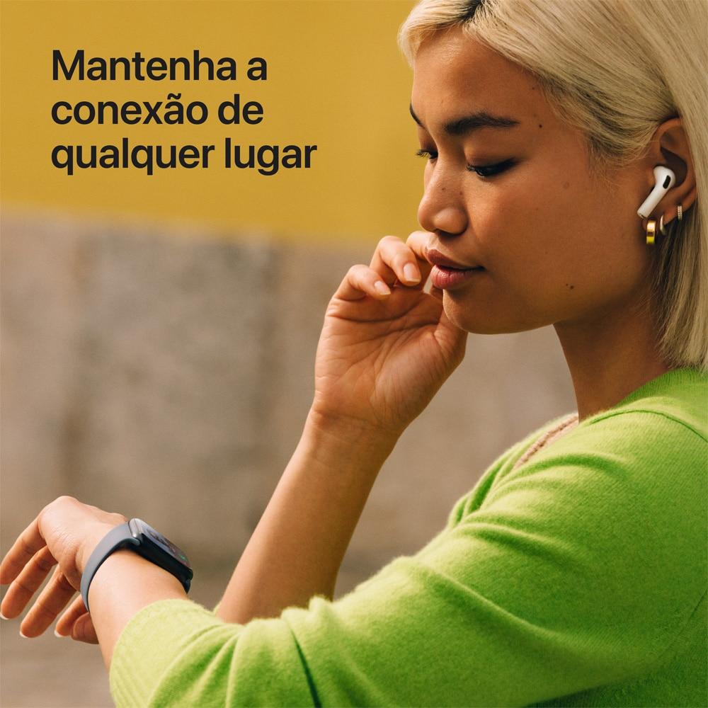 Miniatura Apple Watch SE 3 GPS + Cellular - Caixa estelar de alumínio – 40 mm - Pulseira esportiva estelar – P/M
