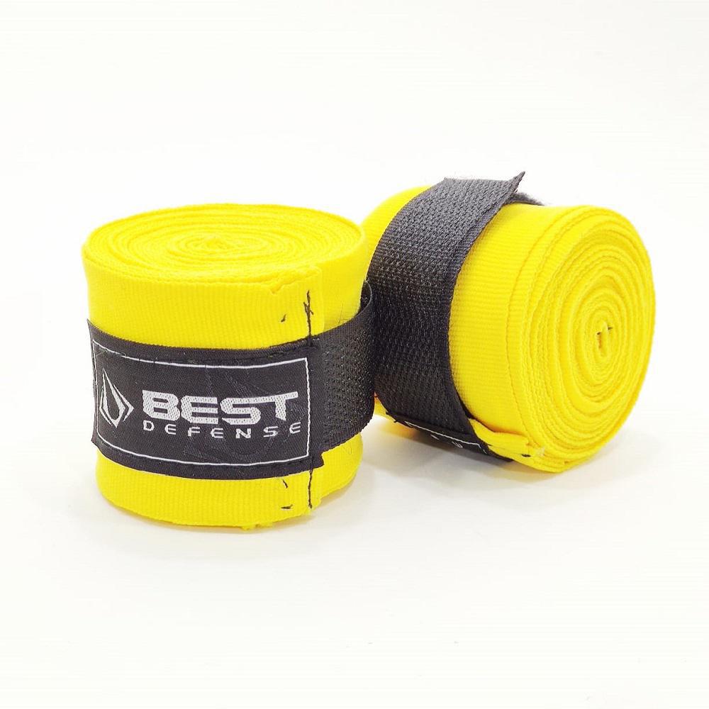 Miniatura Bandagem Boxe Muay Thai Simples 3m Best Defense - Amarelo