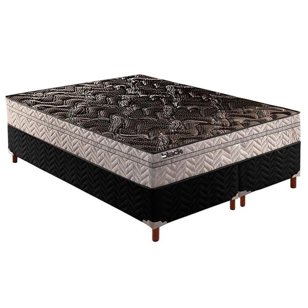 Miniatura Cama Box Queen: Colchão Molas Paropas Extrapedic Uniblack + Base Crc Rústico Black(158X198)