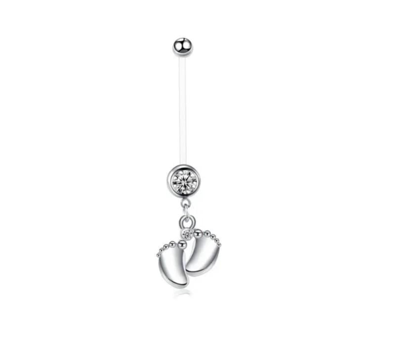 Miniatura Piercing Umbigo Flexível Gestante Azul Rosa