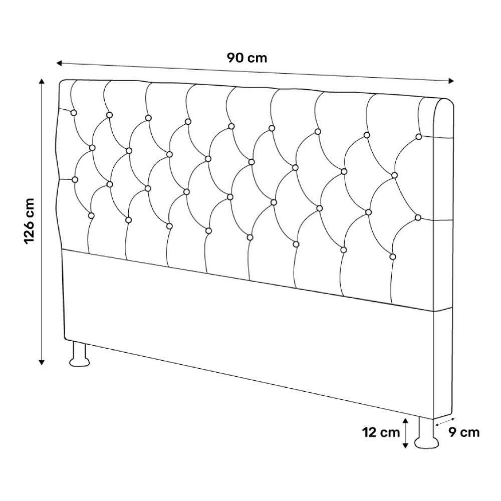 Miniatura Cabeceira Cama Box Solteiro Lylla 90cm Capitonê Com Frame Suede Bege - Desk Design