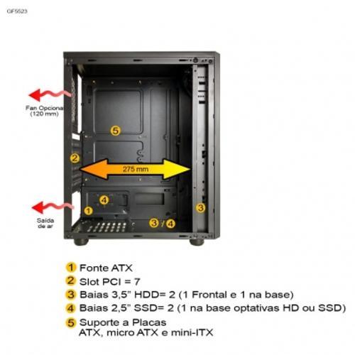 Miniatura Gabinete Gamer Gf5523 S/Fonte Pixxo