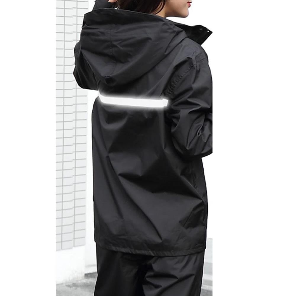 Miniatura Conjunto Capa De Chuva Motoqueiro Com Faixa Luminosa E Capuz