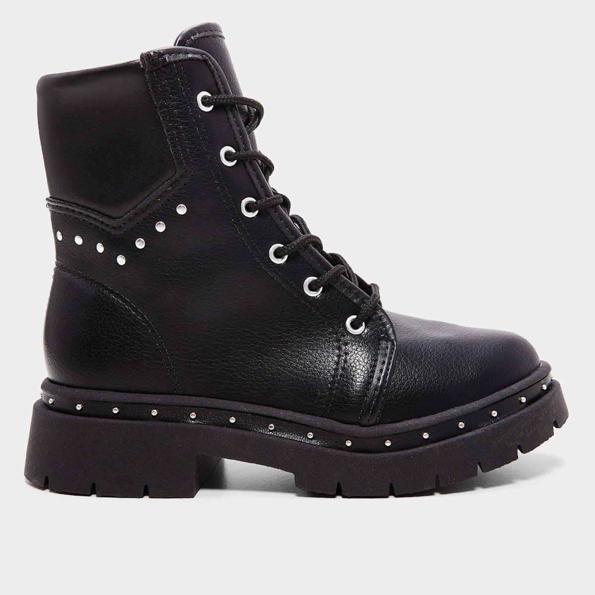 Miniatura Bota Coturno Infantil Molekinha Tratorada Menina Preto - 30